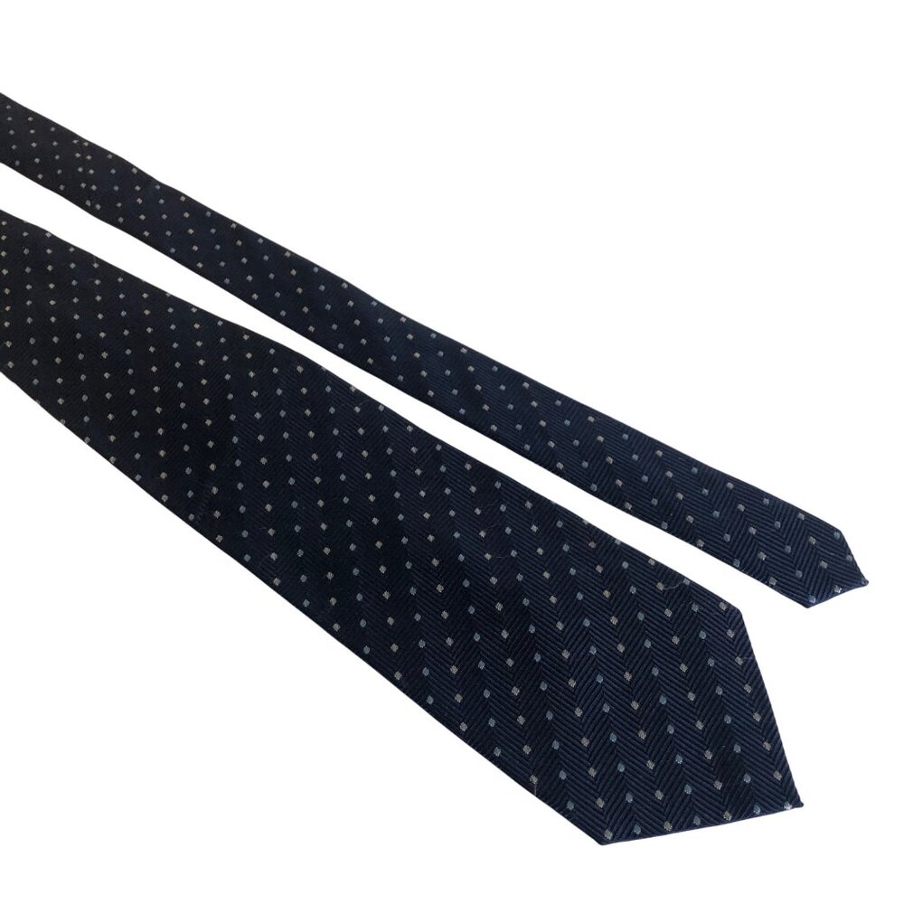 Joseph & Feiss International Silk Tie Navy Blue Polka Dot Mens Necktie Office
